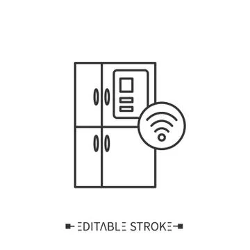 Smart fridge line icon. Editable illustration 스톡 일러스트
