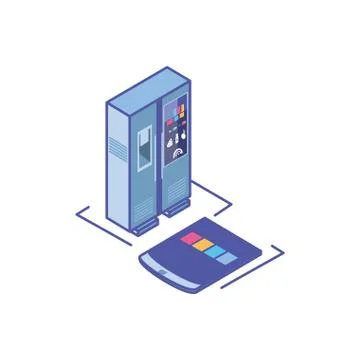 Smart fridge with smartphone screen Stock Illustration