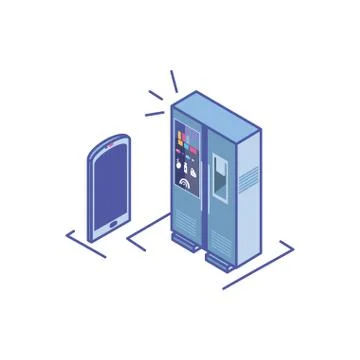 Smart fridge with smartphone screen Stock Illustration