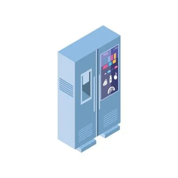 Smart fridge in white background Stock Illustration