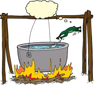 Smart Frog Escaping Cauldron Stock Illustration