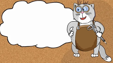 Smart funny cat and speech bubbles. Cork texture background 스톡 동영상 85894586