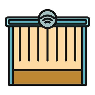 Smart garage door connecting to wireless network icon Stock Illustration