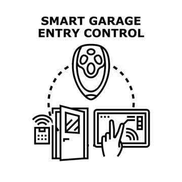 Smart garage door entry control system concept Stock Illustration