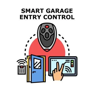 Smart garage door entry control system concept Stock Illustration