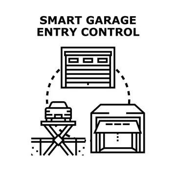 Smart garage entry control system for vehicle parking Stock Illustration