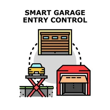 Smart garage entry control system for vehicle parking Stock Illustration