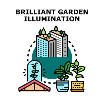Smart garden illumination technology growing city plants Ilustración de archivo