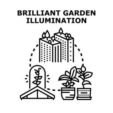 Smart garden illumination technology growing city plants Ilustración de archivo