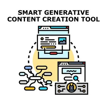 Smart generative content creating tool process Ilustración de archivo