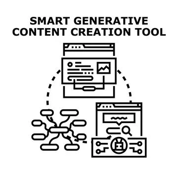 Smart generative content creating tool process Stock Illustration