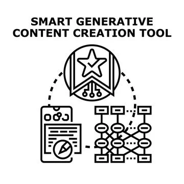 Smart generative content creation tool concept 스톡 일러스트