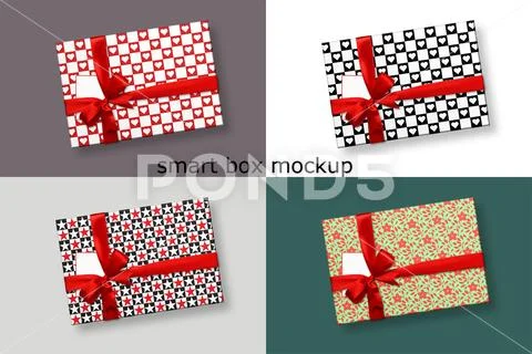 Smart Gift Box Mockup. Top view. PSD PSD Template