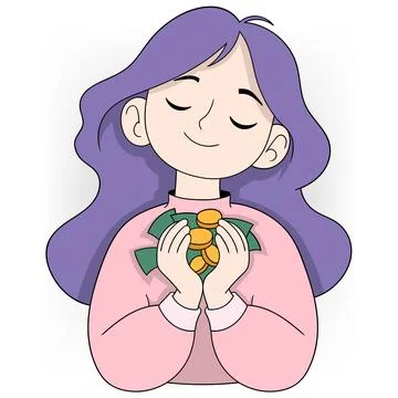 Smart girls know how to use their money to save Stock Illustration