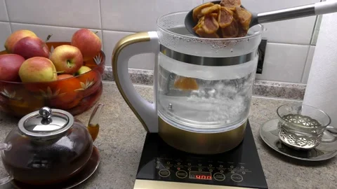 Smart glass electric kettle with control panel. Stock Footage 150808867