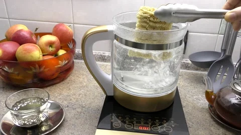 Smart glass electric kettle with control panel. Stock Footage 150808926