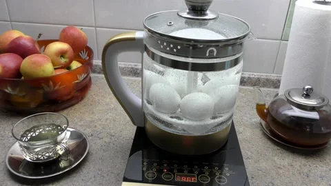 Smart glass electric kettle with control panel. Camera movement. Stock Footage 150808963