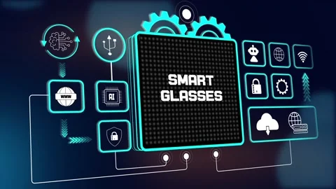 Smart Glasses AR HUD Augmented Reality Technology Animation Vídeos de archivo 330671147