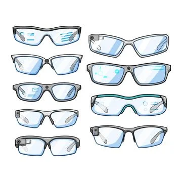 Smart glasses displaying augmented reality interface technology Stock Illustration