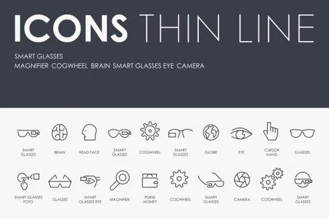 SMART GLASSES Thin Line Icons Stock Illustration