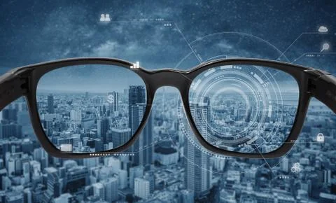 Smart glasses, VR virtual reality, and AR augmented reality technology Stock Photos
