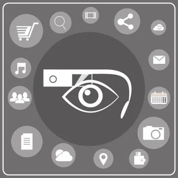 Smart glasses white icon Stock Illustration