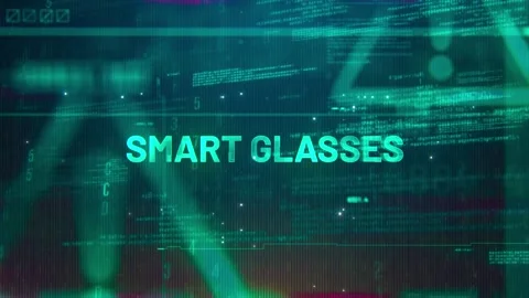 Smart Glasses Word on High Technology Futuristic Background Stock Footage 343352702