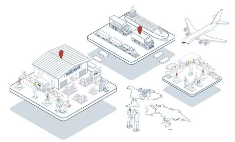 Smart global logistics network integrating multimodal transportation servic.. Stock Illustration