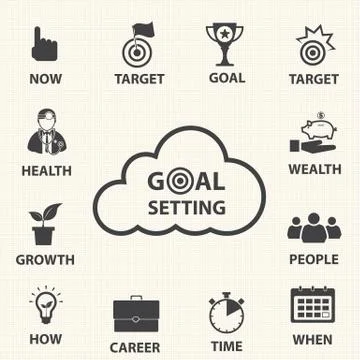 Smart goal setting. Vector icons set. Stock Illustration