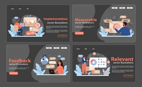 SMART goals set. Flat vector illustration Stock Illustration