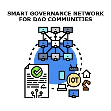 Smart governance network for dao communities concept Stock Illustration