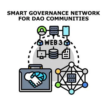 Smart governance network for decentralized autonomous organizations communiti Stock Illustration