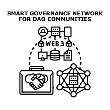 Smart governance network for decentralized autonomous organizations communiti Stock Illustration