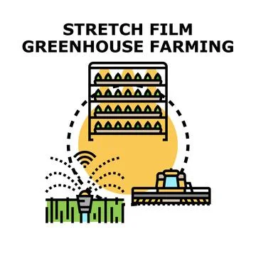 Smart greenhouse farming using stretch film technology Stock Illustration