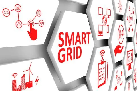 SMART GRID concept cell background 3d illustration Stock Illustration