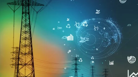 Smart grid concept. Renewable energy.  Stock Footage 150136340