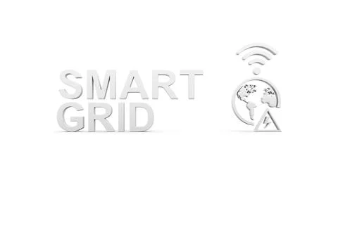 SMART GRID concept white background 3d render illustration Stock Illustration