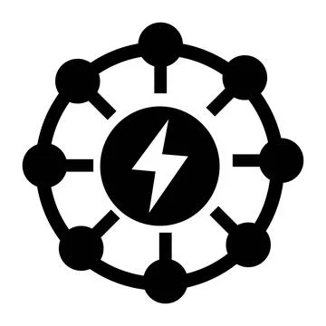 Smart grid energy network icon connected power nodes vector electric distri.. Stock Illustration