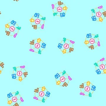 Smart grid energy vector seamless pattern Illustrazione stock