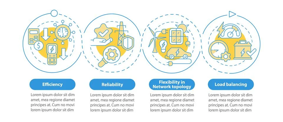 Smart grid features blue circle infographic template 스톡 일러스트