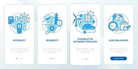 Smart grid features blue onboarding mobile app screen イラスト素材