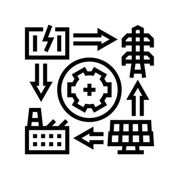 Smart grid industry line icon vector illustration Stock Illustration