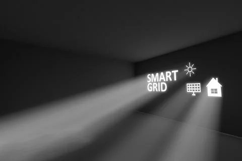 SMART GRID rays volume light concept 3d illustration Stock Illustration