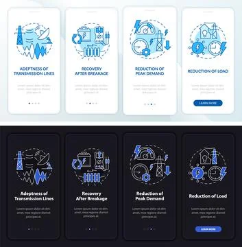 Smart grid system night and day mode onboarding mobile app screen Stock-Illustration