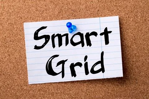Smart Grid - teared note paper pinned on bulletin board Stock Photos