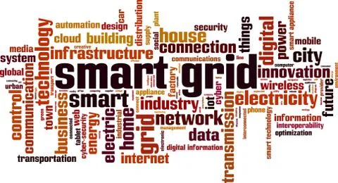 Smart grid word cloud Stock Illustration