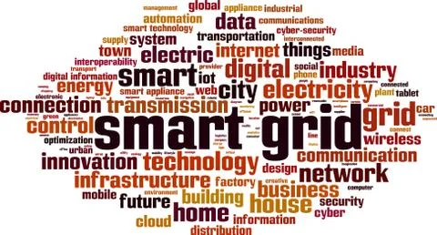 Smart grid word cloud Stock Illustration