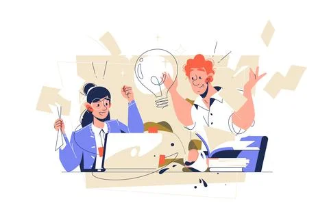 Smart guy with bright genius idea in office Stock Illustration