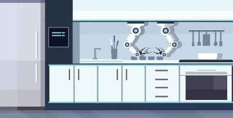 Smart handy chef robot assistant automation robotic innovation technology Ilustración de archivo