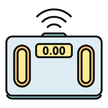 Smart health scale sending wireless data icon Stock Illustration